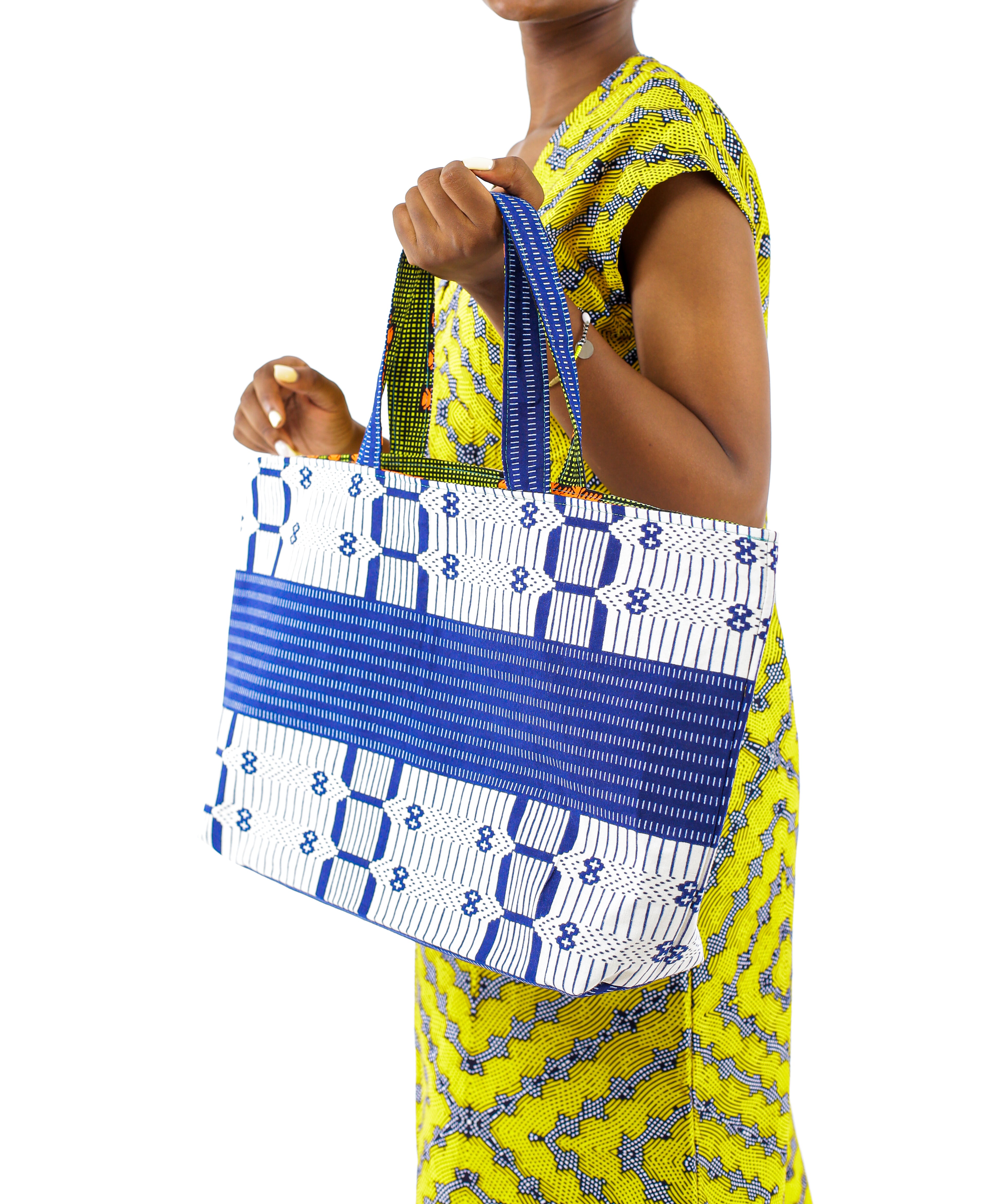 Bolso tote de tela africana azul