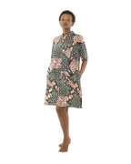 Vestido camisero de algodón con tela africana color coral.